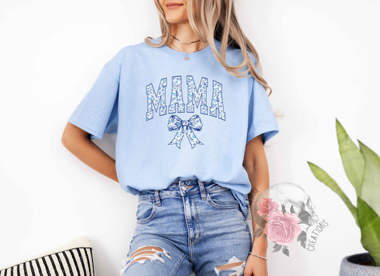 Mama Blue Coquette Bow T-Shirt